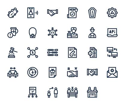 Protocol Icon Library with 28 Bold Line 64x64 Pixel Aligned Designs vector