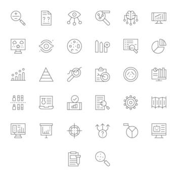datos análisis icono colección con 32 128x128 Delgado línea diseños vector