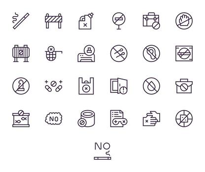 25 256x256 regular línea íconos optimizado para prohibido píxel optimizado monitor vector