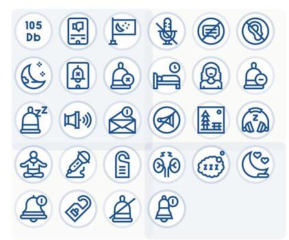 28 128x128 Icons for Quiet in Pixel Aligned Bold Line Format vector