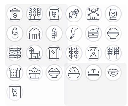 25 Regular Line Editable Icons for Grain Graphics vector