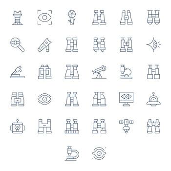 Observation Complete Package with 32 256x256 Thin Line Pixel Aligned Icons vector