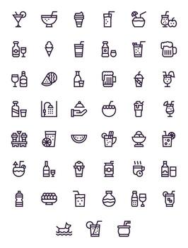 45 negrita línea íconos diseñado para refresco en 256x256 píxel alineado formato vector