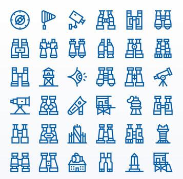 Bold Line Style Observation Icons with 36 High Resolution Pixel Optimized Designs vector