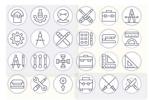 herramientas esencial conjunto incluso 24 píxel optimizado Delgado línea 64 x 64 íconos vector