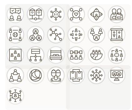 25 Regular Line Icons for Shared in crisp Retina Ready Editable resolution vector