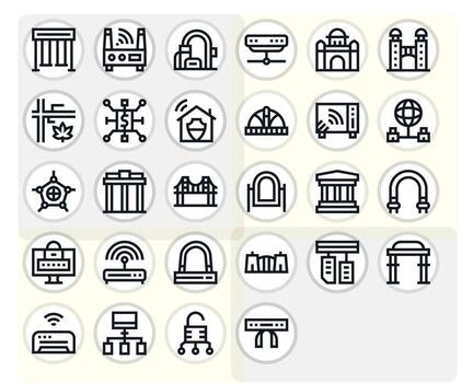 28 Grid Fitted Icons themed around Gateway in 64x64 Bold Line format vector