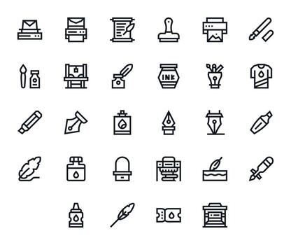 28 alto resolución negrita línea íconos optimizado para tinta píxel alineado monitor vector