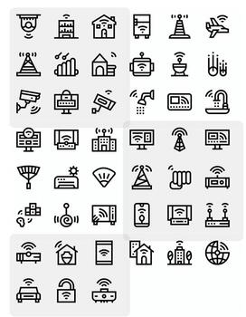 Wifi Exclusive Set featuring 45 Bold Line Pixel Optimized High Resolution Icons vector
