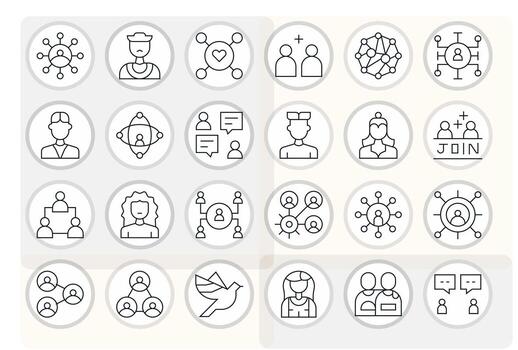 Social Network Icon Toolkit featuring 24 Editable High Resolution Thin Line elements vector