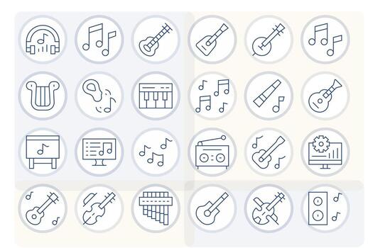 Tune Comprehensive Bundle with 24 Editable Thin Line 64x64 Icons vector