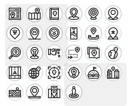 28 Display Perfect Bold Line Icons designed for Pinpoint Location Interface vector