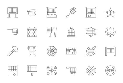 24 64x64 Icons for Mesh in Editable Thin Line Format vector