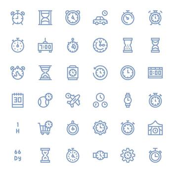 36 Bold Line Icons for Countdown in crisp High Resolution Pixel Optimized resolution vector