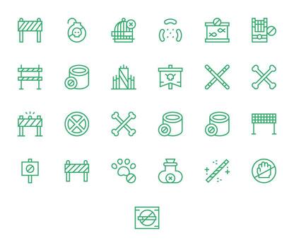 Keep Out Pixel Aligned Set with 25 256x256 Regular Line Icons vector