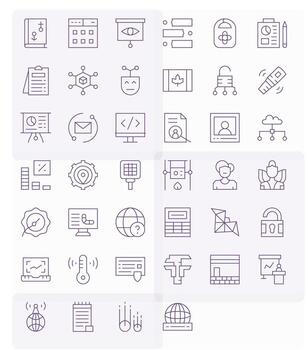 40 Thin Line PIXEL Perfect Icons for Data Graphics vector
