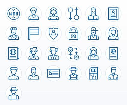 Identity Essential Set including 25 Editable Regular Line 256x256 Icons vector