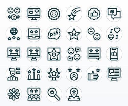28 High Resolution Bold Line Icons for Rating with Display Perfect precision vector