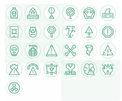 Danger Sign Graphics featuring 25 Regular Line Pixel Optimized Retina Ready Designs vector