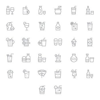 32 256x256 Delgado línea íconos optimizado para soda píxel Perfecto monitor vector