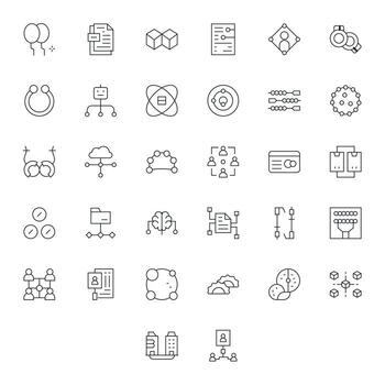 32 High Resolution Thin Line Icons optimized for Linked Editable display vector