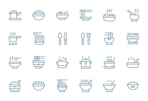 Soup Design Icons featuring 24 Display Perfect Thin Line Style vector