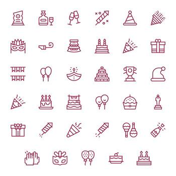 35 Icons for Celebration Icon optimized in Display Perfect 64x64 Regular Line resolution vector