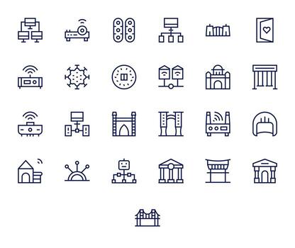 25 Display Perfect Icons themed around Gateway in 64x64 Regular Line format vector