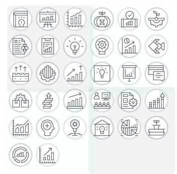 Improvement Icon Library with 32 Thin Line High Resolution Grid Fitted Designs vector