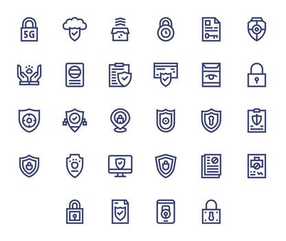 28 Retina Ready Bold Line Icons optimized for Data Protection PIXEL Perfect display vector