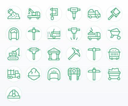 25 High Resolution Regular Line Icons optimized for Excavation Display Perfect display vector