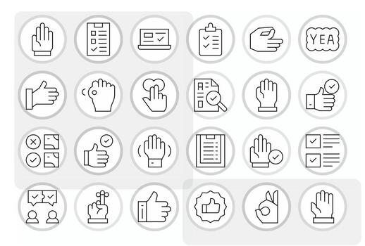 Confirm Icon Set with 24 Thin Line 256x256 Display Perfect Graphics vector