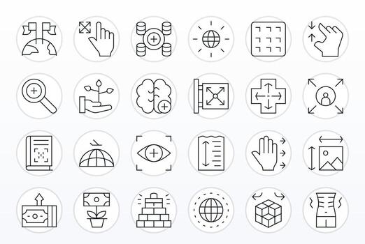 Expand Icon Repository containing 24 Thin Line Retina Ready Editable graphics vector