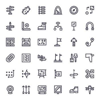 Path featuring 36 High Resolution Icons in Bold Line Design vector