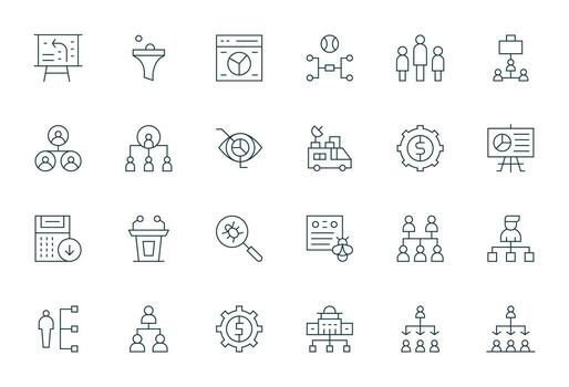 Reporting Modern Collection with 24 Thin Line 256x256 Grid Fitted Icons vector