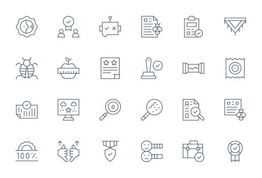 24 Thin Line Pixel Aligned 64x64 Icons from Quality Control Suite vector