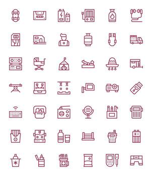 42 256x256 Grid Fitted Icons for Portable in Regular Line Theme vector