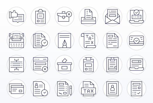 24 píxel optimizado íconos temática alrededor sumisión en 128x128 Delgado línea formato vector