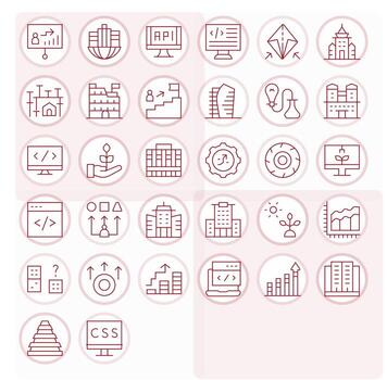 32 Thin Line Display Perfect Icons crafted for Development 64x64 applications vector