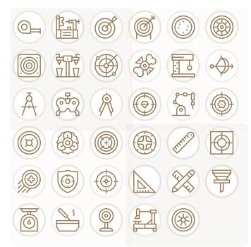 35 Icons for Precision featuring Retina Ready Pixel Optimized Regular Line Graphics vector