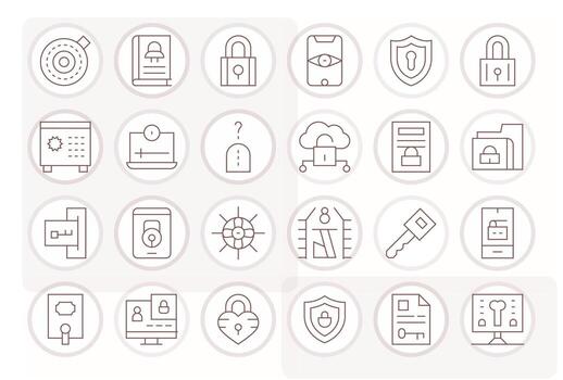 Password Graphics featuring 24 Thin Line Pixel Aligned 256x256 Designs vector