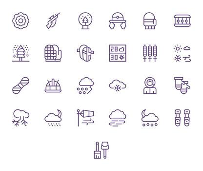 25 Regular Line Pixel Optimized 128x128 Icons from Snow Suite vector