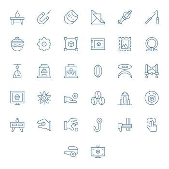 32 Object Display Perfect Icons in 128x128 Thin Line Aesthetic vector