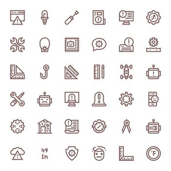 técnico moderno colección con 36 negrita línea alto resolución píxel alineado íconos vector