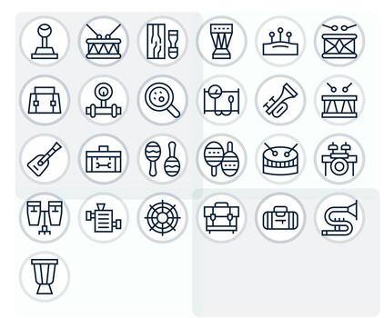 25 Icons inspired by Instrumentation in Pixel Aligned 256x256 Regular Line quality vector