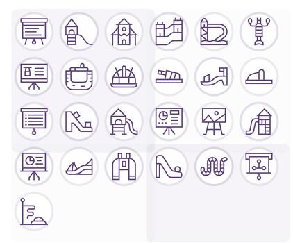 25 Regular Line Pixel Optimized Icons tailored for Slide 256x256 interface vector