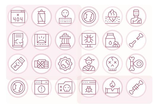 24 High Resolution Thin Line Icons optimized for Broken Display Perfect display vector