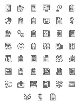 45 Bold Line Icons for Survey in crisp Retina Ready Pixel Optimized resolution vector