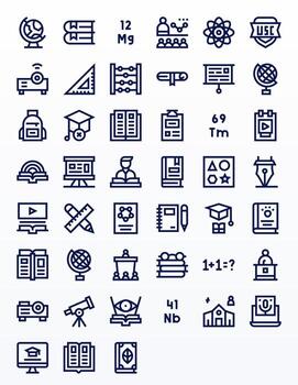 45 256x256 Bold Line Icons optimized for Education Pixel Optimized display vector
