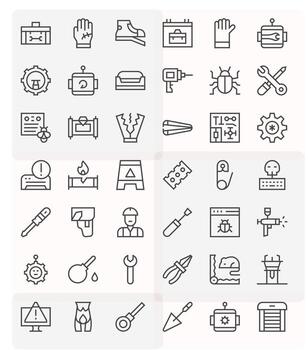 Repair Scalable Set featuring 42 Pixel Optimized Regular Line 64x64 Icons vector